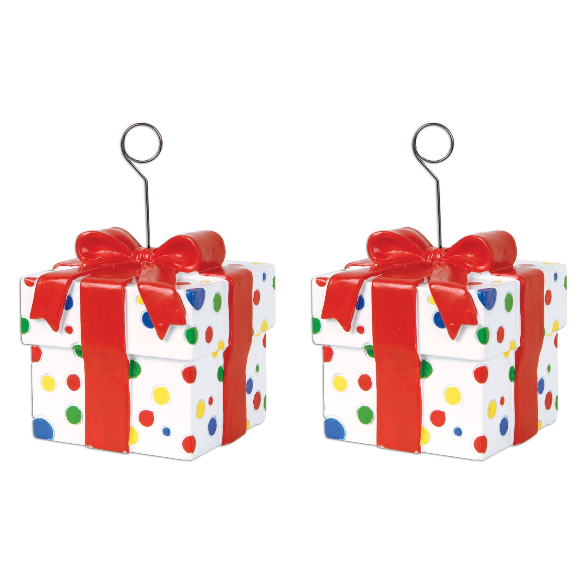 Beistle 6oz. Polka Dots Gift Box Photo & Balloon Holders, 2ct.